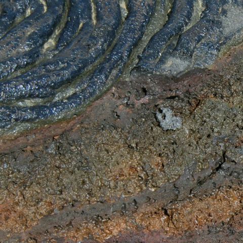 c07477: semi-abstract photo (multicoloured lava) by Ewart Shaw