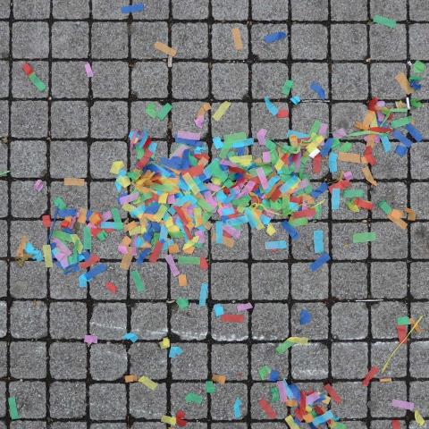 d20197: semi-abstract photo (confetti on pavement, Coventry Pride) by Ewart Shaw