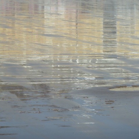 t10617: semi-abstract photo (yellow reflections on beach) by Ewart Shaw