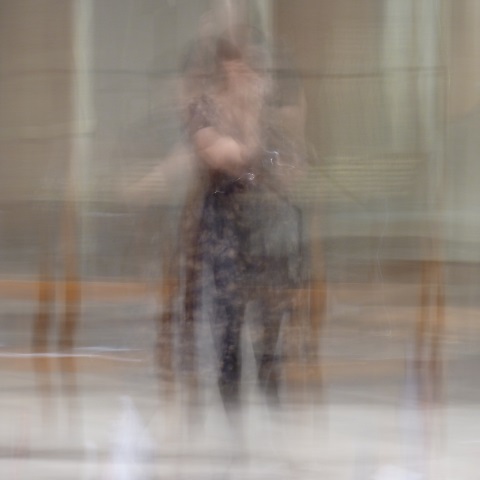 t20425: semi-abstract photo (ghostly figure, Coventry Cathedral) by Ewart Shaw