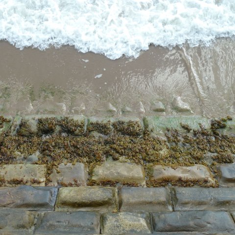 t20782: semi-abstract photo (shot of incoming tide from sea wall, Scarborough) by Ewart Shaw
